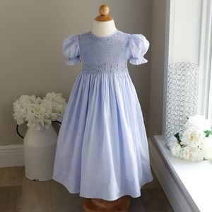 Strasburg Dress Lavender Smocked Hand-Embroidery Cotton Special Occasion